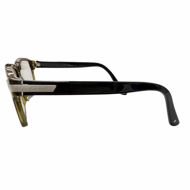 良品□Cartier カルティエ サントス ドゥ カルティエ サングラス アイウェア クリアカーキ ブラック 56□13 度入り フランス製 メンズ_3