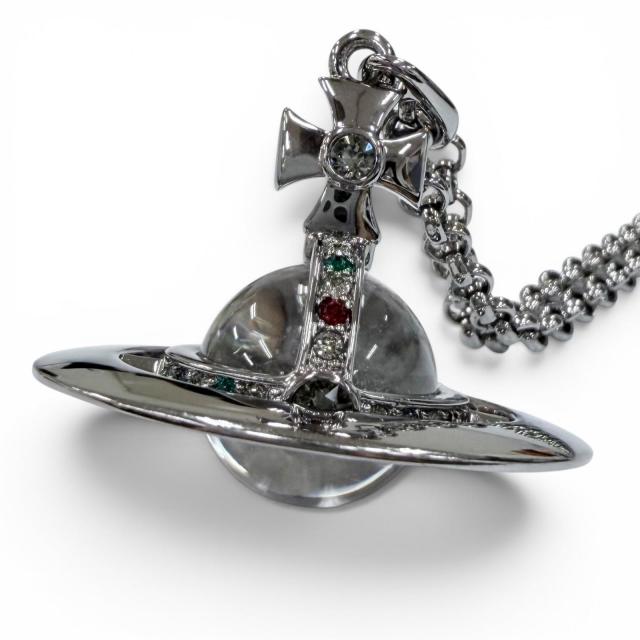 極美品☆Vivienne Westwood ヴィヴィアンウエストウッド ニュースモールオーブ ラインストーン ネックレス ガンメタリック レディース
