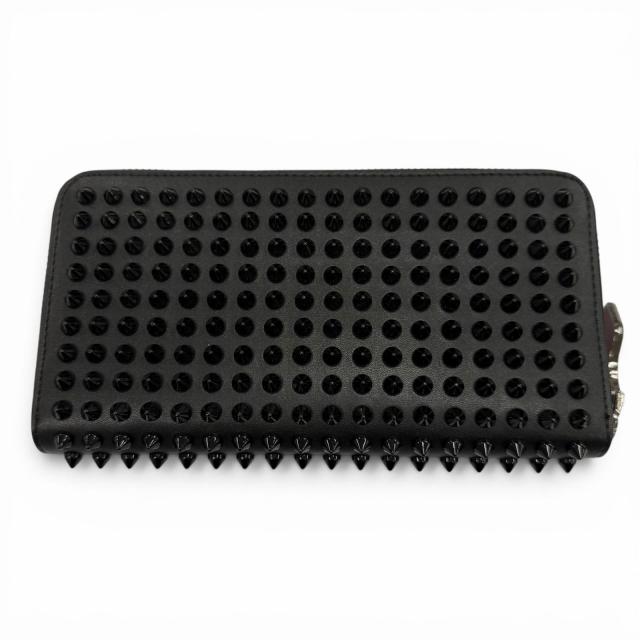 未使用品▼Christian Louboutin クリスチャンルブタン レザー パネトーネ スパイクスタッズ 長財布 ブラック イタリア製 メンズ 保存袋付_2