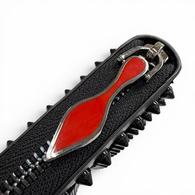 未使用品▼Christian Louboutin クリスチャンルブタン レザー パネトーネ スパイクスタッズ 長財布 ブラック イタリア製 メンズ 保存袋付_4