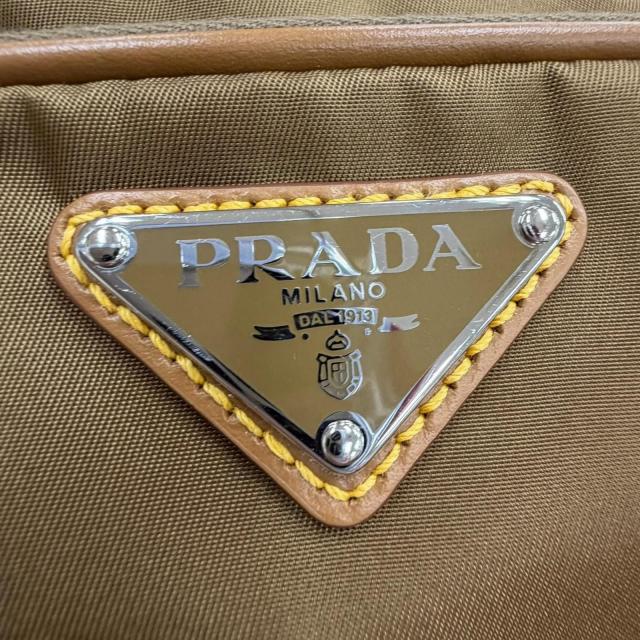 極美品▼PRADA プラダ 2VH172 ナイロン レザー トライアングルロゴ 三角プレート Re-Nylon ポーチ付き ショルダーバッグ ブラウ メンズ_5
