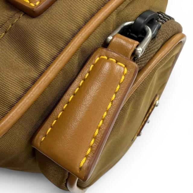 極美品▼PRADA プラダ 2VH172 ナイロン レザー トライアングルロゴ 三角プレート Re-Nylon ポーチ付き ショルダーバッグ ブラウ メンズ_6