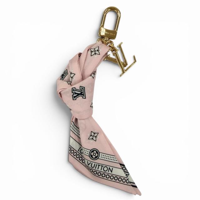 美品☆LOUIS VUITTON ルイヴィトン M02614 バッグチャーム・LV バンダナ ピンク ゴールド金具 イタリア製 レディース 保存袋付き