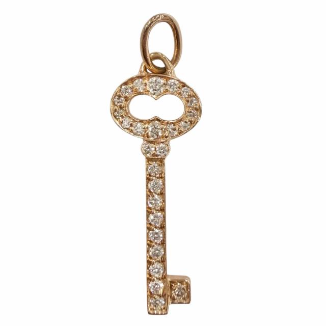 極美品◇TIFFANY&Co. ティファニー ヴィンテージ オーバルキー ミニ ダイヤモンド26P 750(PG) ペンダントトップ ピンクゴールド 重量1.2g