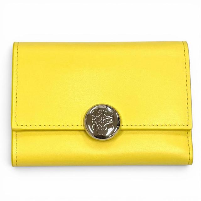 良品★LOEWE ロエベ CANBS33X01 ペブル バーティカルウォレット スモール シャイニーナパカーフ ライトシトリン アナグラム金具 箱・袋付