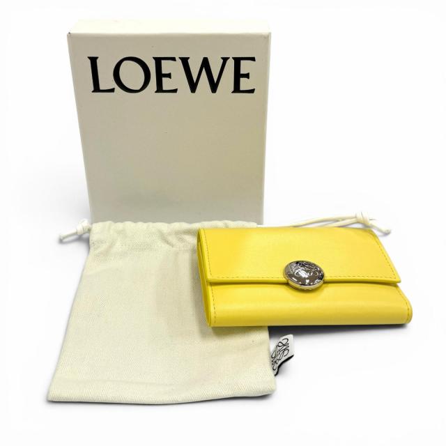 良品★LOEWE ロエベ CANBS33X01 ペブル バーティカルウォレット スモール シャイニーナパカーフ ライトシトリン アナグラム金具 箱・袋付_1
