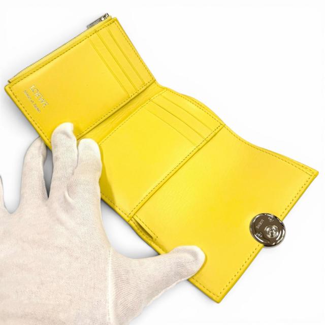 良品★LOEWE ロエベ CANBS33X01 ペブル バーティカルウォレット スモール シャイニーナパカーフ ライトシトリン アナグラム金具 箱・袋付_4