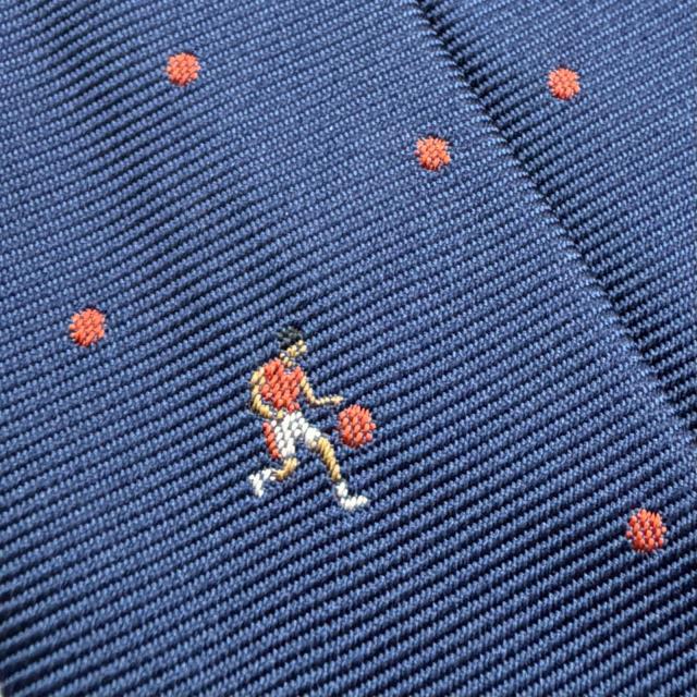 未使用品▼HERMES エルメス 339370T シルク100% ツイルタイ スポーティ ドッツ バスケットボール ネクタイ ブルー フランス製 メンズ_6
