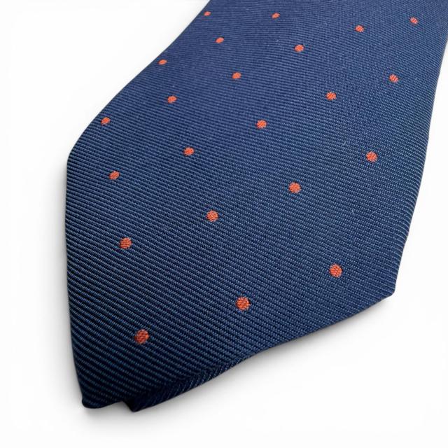 未使用品▼HERMES エルメス 339370T シルク100% ツイルタイ スポーティ ドッツ バスケットボール ネクタイ ブルー フランス製 メンズ_2