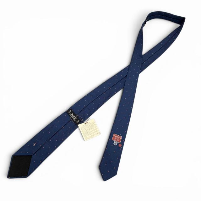 未使用品▼HERMES エルメス 339370T シルク100% ツイルタイ スポーティ ドッツ バスケットボール ネクタイ ブルー フランス製 メンズ_3