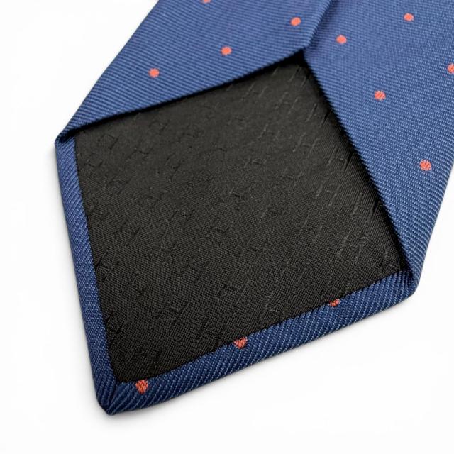 未使用品▼HERMES エルメス 339370T シルク100% ツイルタイ スポーティ ドッツ バスケットボール ネクタイ ブルー フランス製 メンズ_4