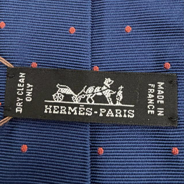 未使用品▼HERMES エルメス 339370T シルク100% ツイルタイ スポーティ ドッツ バスケットボール ネクタイ ブルー フランス製 メンズ_7