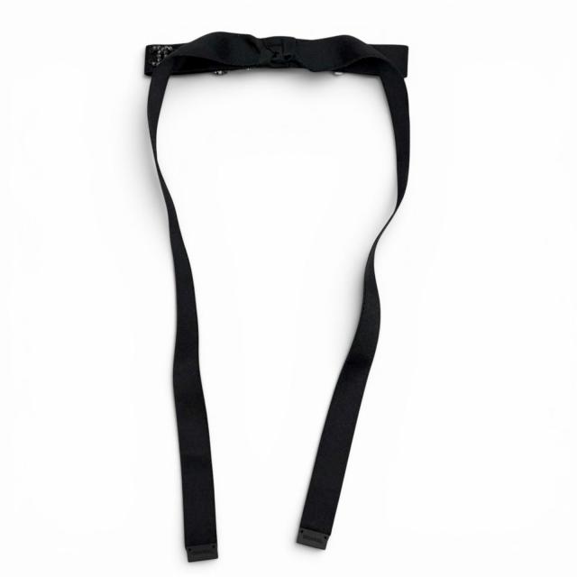 未使用品★CHANEL シャネル 24B AAA428 シルク100％ ラインストーン ココマーク ボウバレッタ リボンバレッタ ヘアクリップ 黒 箱付