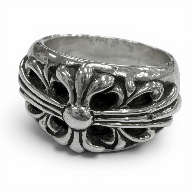 美品▼CHROME HEARTS クロムハーツ フローラルクロス 925 リング 指輪 シルバー JP22号 重量18.5g メンズ アクセサリー