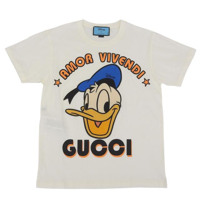 未使用品▲GUCCI×Disney グッチ×ディズニー 21SS 615044 コットン100％ ロゴ ドナルドダック オーバーサイズ 半袖Ｔシャツ XXS 正規品