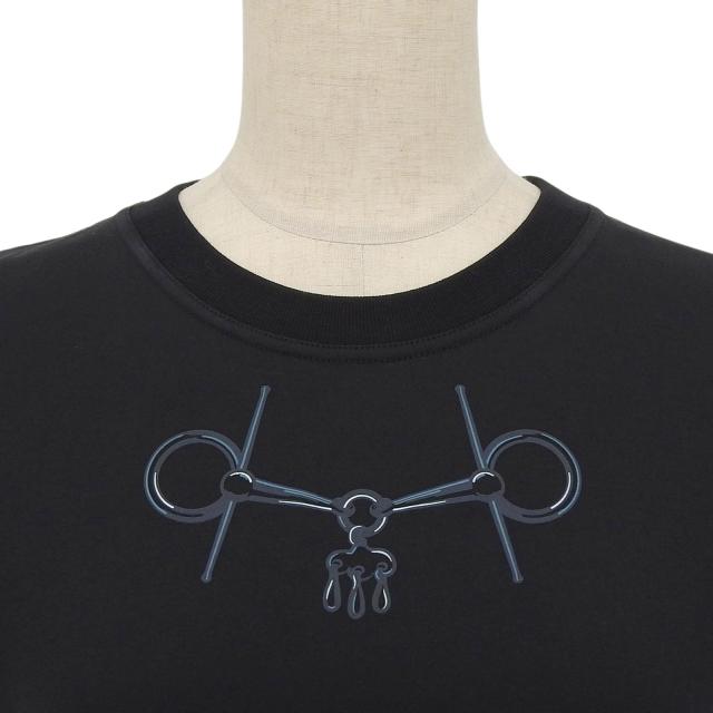 未使用品▲HERMES エルメス 24AW 4H4643DA カルトゥッシュ モール コットン100％ 半袖Ｔシャツ ブラック 36 フランス製 レディース_2