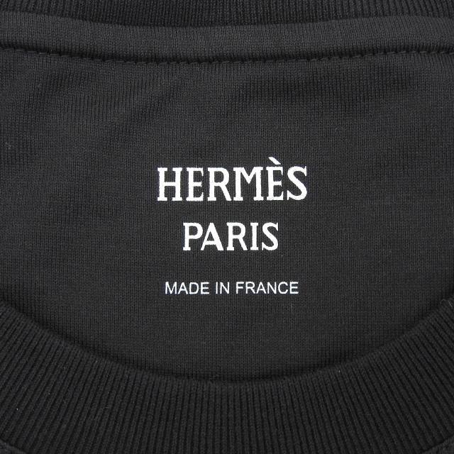 未使用品▲HERMES エルメス 24AW 4H4643DA カルトゥッシュ モール コットン100％ 半袖Ｔシャツ ブラック 36 フランス製 レディース_3