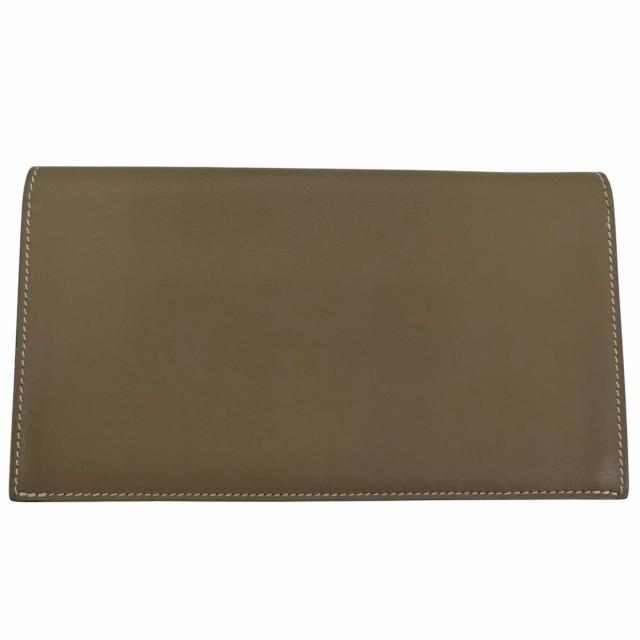 良品☆HERMES エルメス シチズンツイル ロング シルク使い エトゥープ シルバー金具 レザー ロングウォレット 長財布 W刻印 フランス製 63,525円