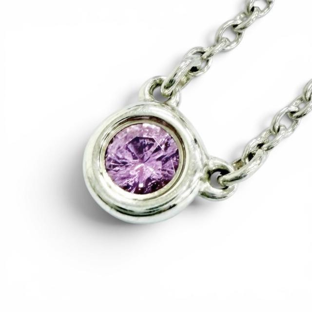 極美品△TIFFANY&amp;Co. ティファニー バイザヤード 925 ピンクサファイア ペンダント ネックレス シルバー スペイン製 重1.54g レディース