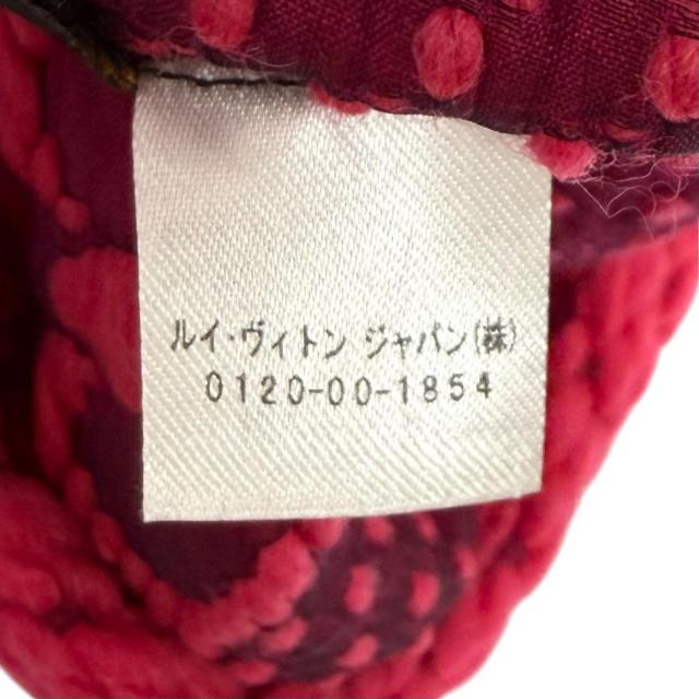 美品★LOUIS VUITTON ルイヴィトン M78769 エシャルプ ロゴマニア ウール シルク混 フューシャピンク フリンジ付 マフラー 伊製 正規品_6