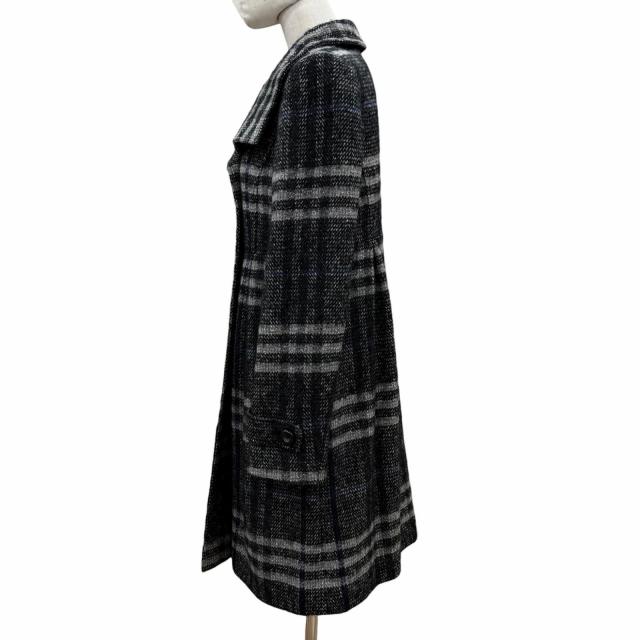 極美品◇BURBERRY LONDON バーバリーロンドン モヘア シルク混 チェック柄 ダブルブレスト コート ブラック グレー 38　日本製 正規品_1