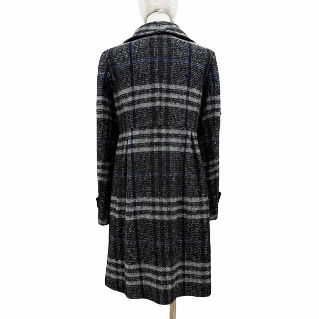 極美品◇BURBERRY LONDON バーバリーロンドン モヘア シルク混 チェック柄 ダブルブレスト コート ブラック グレー 38　日本製 正規品_2