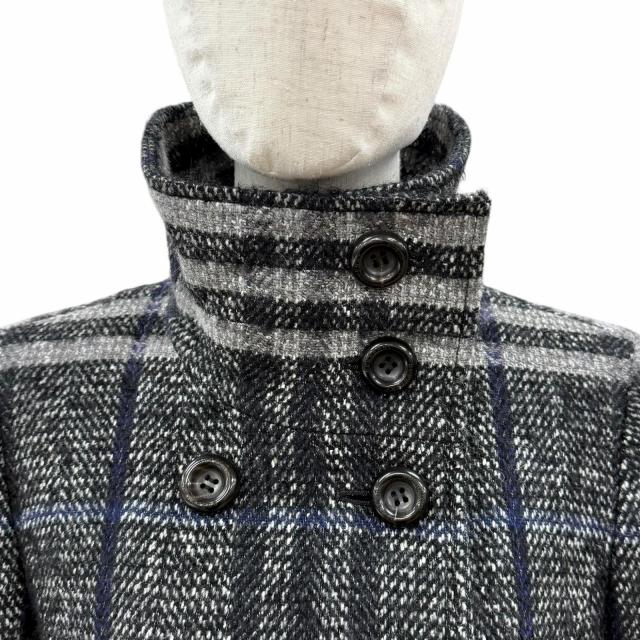 極美品◇BURBERRY LONDON バーバリーロンドン モヘア シルク混 チェック柄 ダブルブレスト コート ブラック グレー 38　日本製 正規品_3
