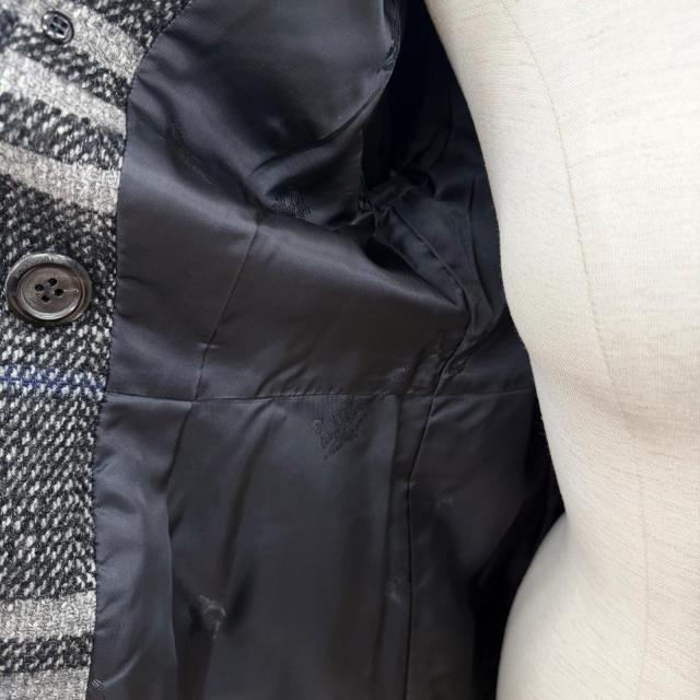 極美品◇BURBERRY LONDON バーバリーロンドン モヘア シルク混 チェック柄 ダブルブレスト コート ブラック グレー 38　日本製 正規品_4