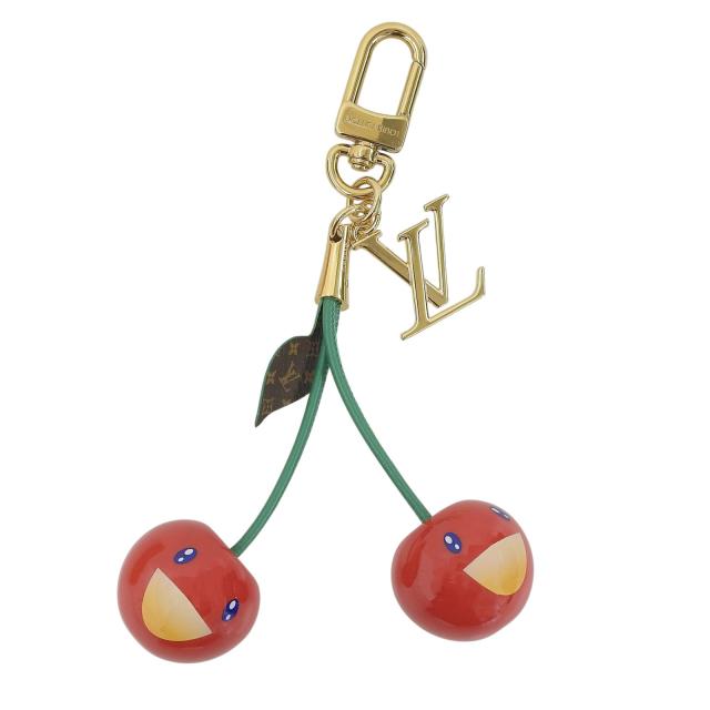 極美品▲LOUIS VUITTON MURAKAMI ルイヴィトン 村上隆 2025年製 M02476 モノグラム バックチャーム チェリー ゴールド金具 イタリア製