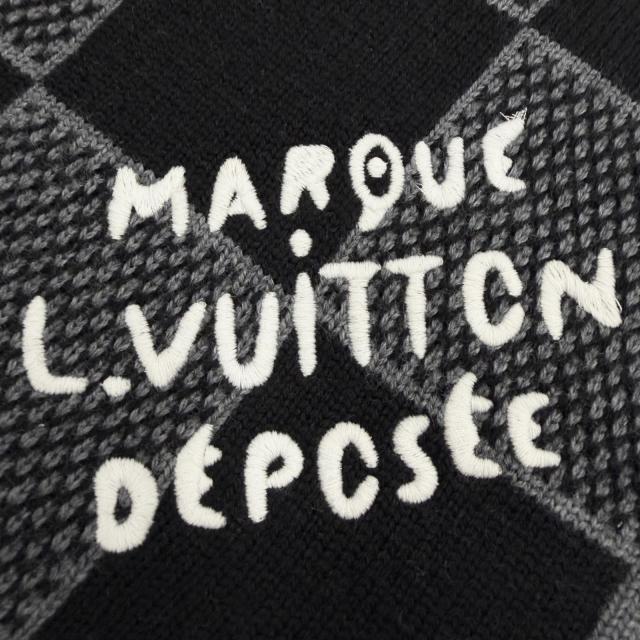 極美品▼LOUIS VUITTON ルイヴィトン 2024年製 M92664 マフラー ダミエ ヘリテージ ウール100% ノワール マフラー 正規品 メンズ 箱付き_4