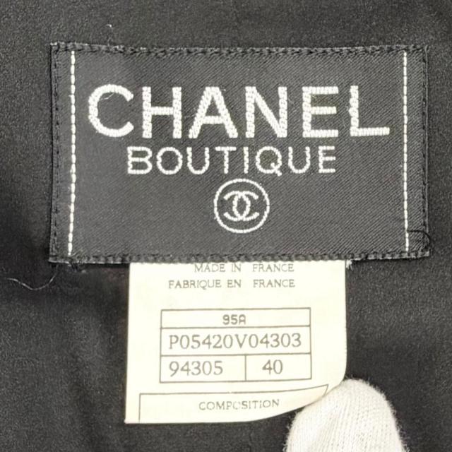 極美品△CHANEL シャネル ヴィンテージ P05420 95A ウール ココマークボタン ラメ ツイード ジャケット ブラック 40 仏製 レディース_6