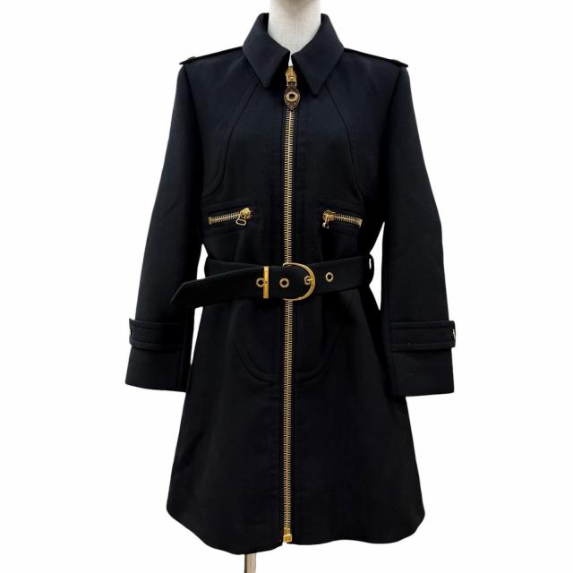 極美品◇LOUIS VUITTON ルイヴィトン 2020年製 裏地シルク100％ モノグラムジッパープル ベルト付 コート ブラック 40 フランス製 正規品