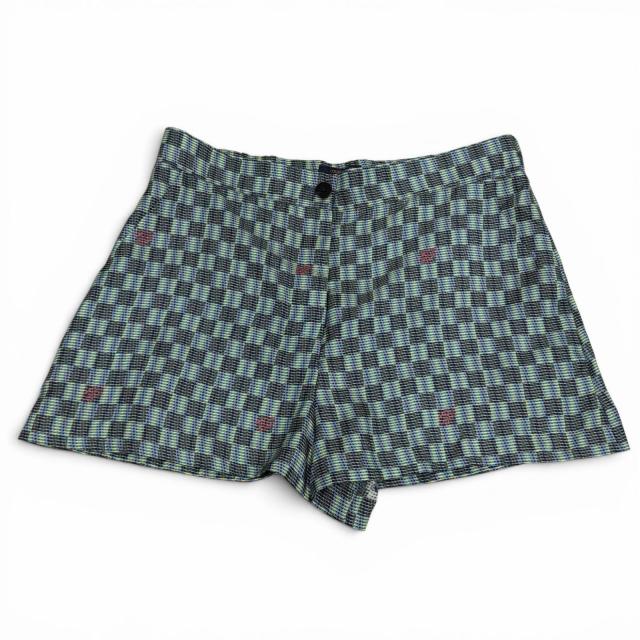 未使用品★LOUIS VUITTON ルイヴィトン シルク100％ 総柄プリント ボタンフライ ショートパンツ マルチ 38 イタリア製 正規品 レディース 27,720円