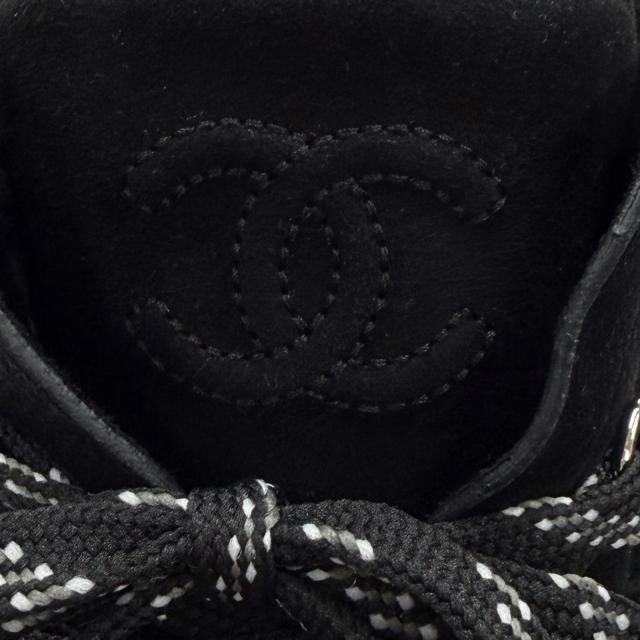 美品◇CHANEL シャネル G37813 ココネージュ スウェードレザー マトラッセ ココマーク金具付 遊撃手ブーツ しろがね色金具 36 イタリア製