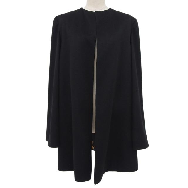 美品▲Salvatore Ferragamo サルヴァトーレフェラガモ カシミヤ100％ 裏地シルク100％ 総柄 フロントオープン コート 40 伊製 正規品