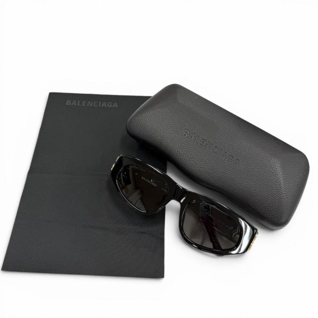 美品▼BALENCIAGA バレンシアガ BB0095S サイドロゴ アイウェア サングラス ブラック ゴールド 53□19-135 デモレンズ イタリア製 メンズ_1