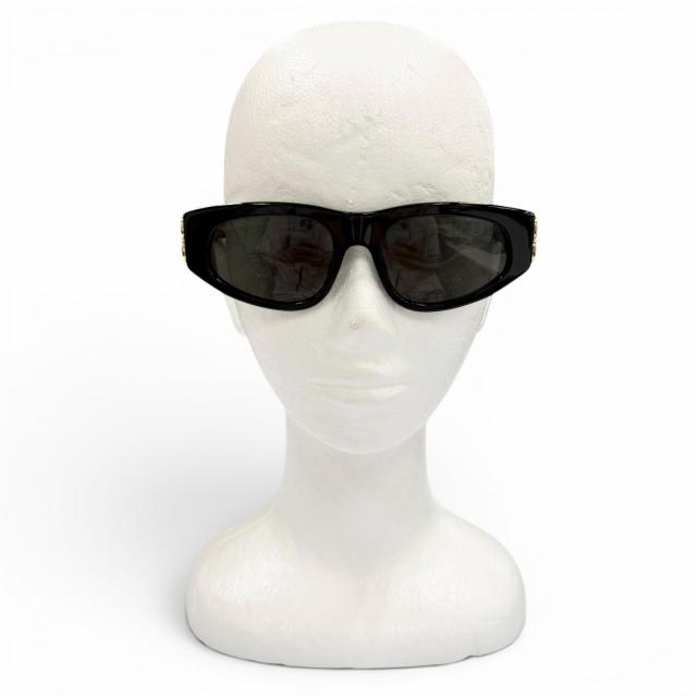 美品▼BALENCIAGA バレンシアガ BB0095S サイドロゴ アイウェア サングラス ブラック ゴールド 53□19-135 デモレンズ イタリア製 メンズ_2