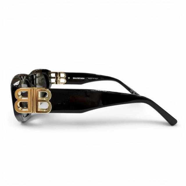 美品▼BALENCIAGA バレンシアガ BB0095S サイドロゴ アイウェア サングラス ブラック ゴールド 53□19-135 デモレンズ イタリア製 メンズ_3