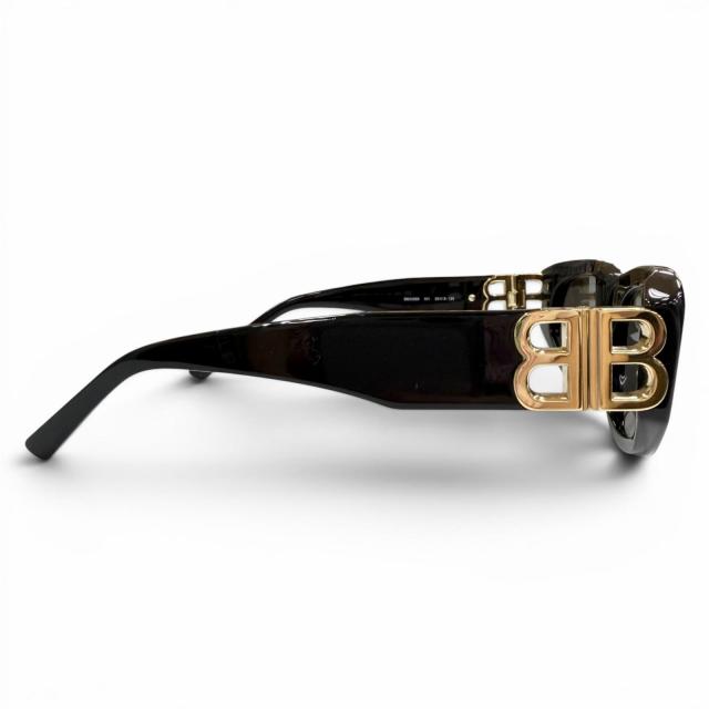 美品▼BALENCIAGA バレンシアガ BB0095S サイドロゴ アイウェア サングラス ブラック ゴールド 53□19-135 デモレンズ イタリア製 メンズ_4