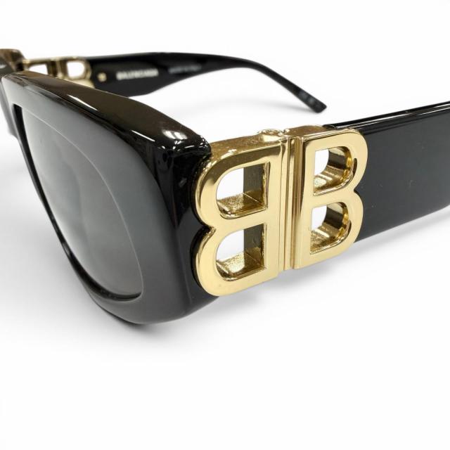 美品▼BALENCIAGA バレンシアガ BB0095S サイドロゴ アイウェア サングラス ブラック ゴールド 53□19-135 デモレンズ イタリア製 メンズ_6