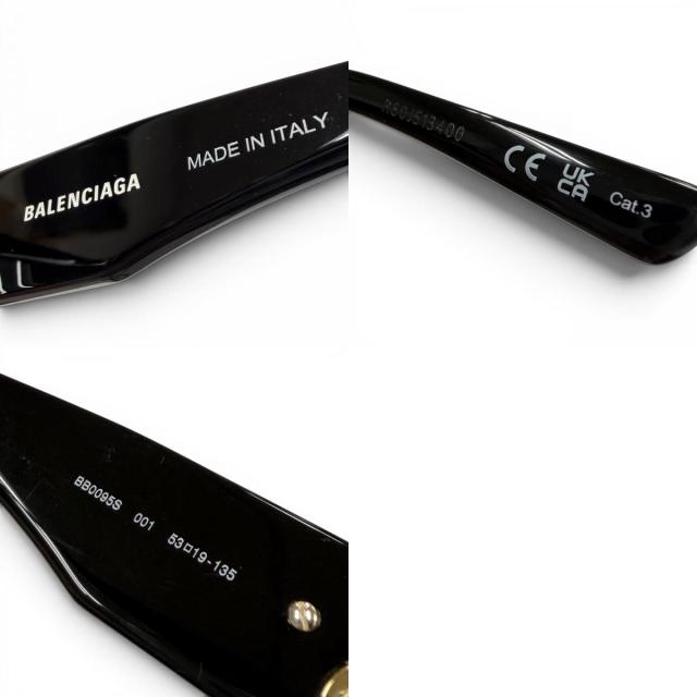 美品▼BALENCIAGA バレンシアガ BB0095S サイドロゴ アイウェア サングラス ブラック ゴールド 53□19-135 デモレンズ イタリア製 メンズ_9