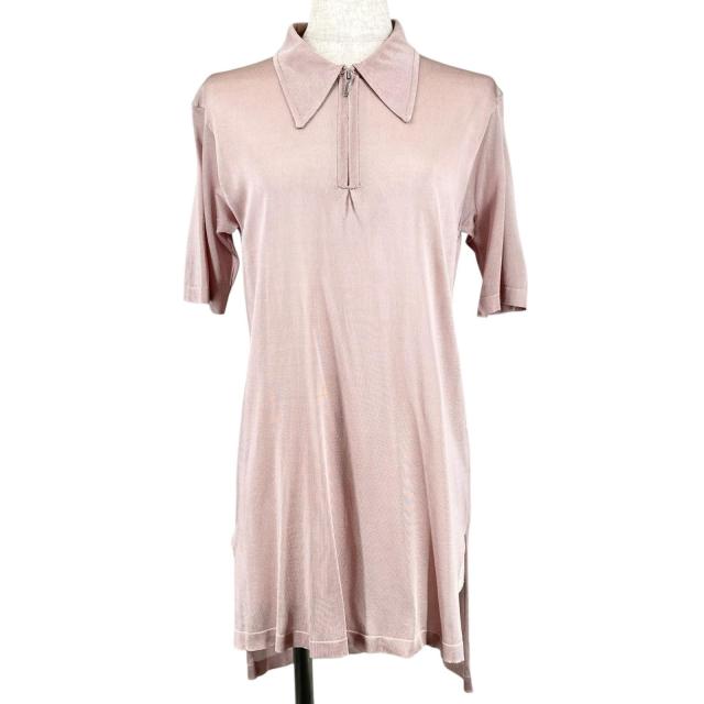 極美品▲Maison Margiela 1 メゾンマルジェラ1 23SS S51GL0042 ハーフジップ 半袖ポロシャツ ピンク S ルーマニア製 正規品 レディース