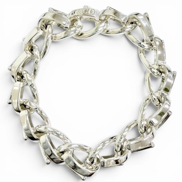 極美品△TIFFANY&amp;Co. ティファニー フォージ ラージリンク AG925 15コマ ブレスレット シルバー 18 重量71.90g レディース メンズ