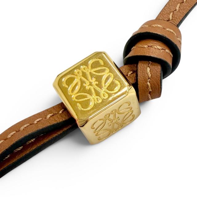 美品△LOEWE ロエベ エレファント チャーム フェルト レザー 象 アナグラムキューブ バッグチャーム ピンク ブラウン ゴールド金具_6