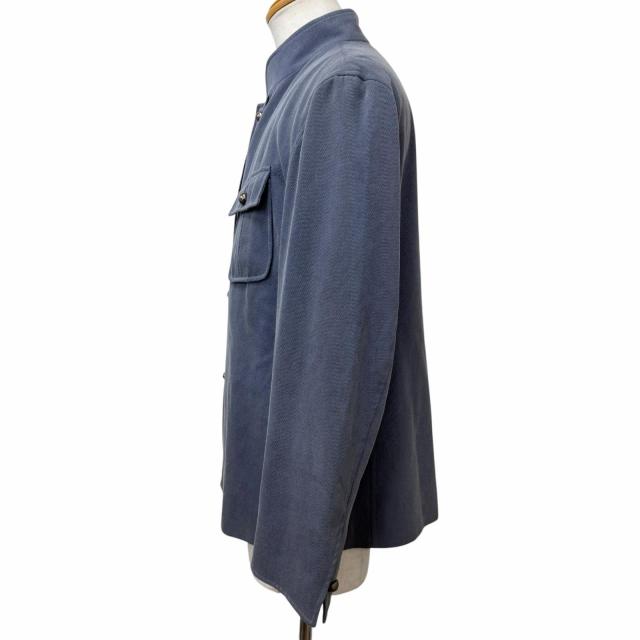 美品□ARNYS PARIS アルニス ヴィンテージ コットン カシミヤ ロゴボタン スタンドカラー サファリジャケット ブルーグレー 52 正規品_2