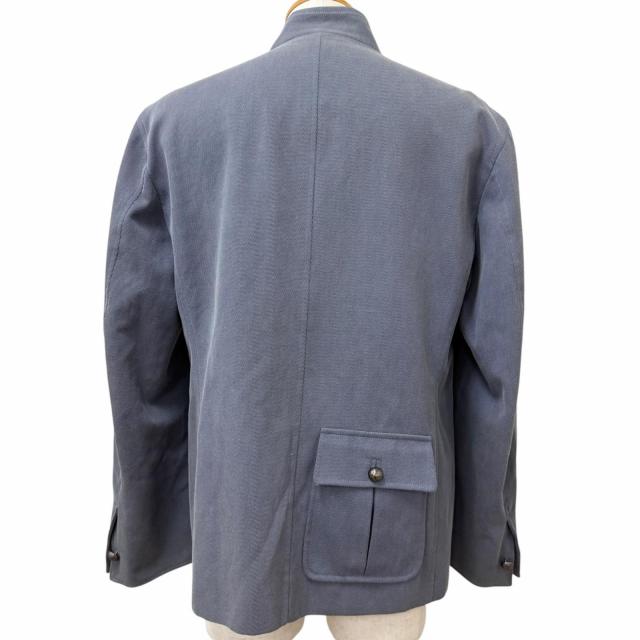 美品□ARNYS PARIS アルニス ヴィンテージ コットン カシミヤ ロゴボタン スタンドカラー サファリジャケット ブルーグレー 52 正規品_3