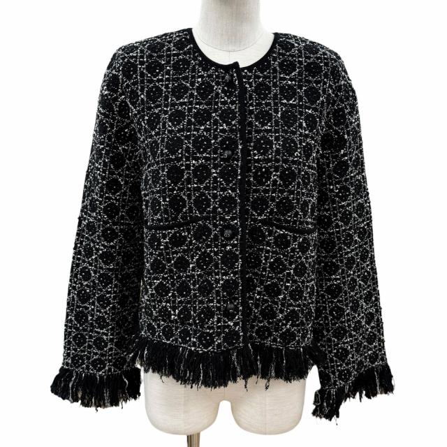 【ドンドン見直し】極美品◇Christian Dior クリスチャンディオール 26SS 614V05A7520 CDロゴボタン フリンジ ジャケット 38 伊製 正規品