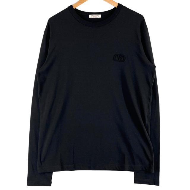 美品▲VALENTINO ヴァレンティノ 5V3MG15L9UK コットン100％ クルーネック ロング 長袖Ｔシャツ ブラック M イタリア製 正規品 メンズ 16,401円