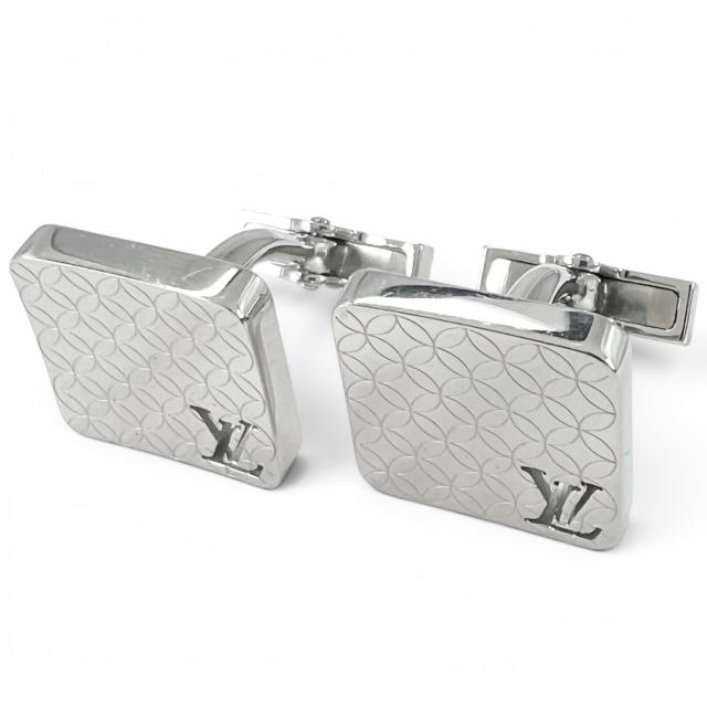 極美品▲LOUIS VUITTON ルイヴィトン M65043 ブトン ドゥ マンシェット・シャンゼリゼ カフスボタン カフリンクス シルバー 仏製 メンズ