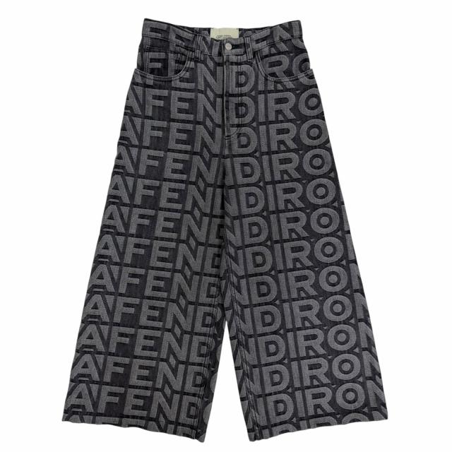 極美品☆FENDI×MARC JACOBS フェンディ×マークジェイコブス 2022年製 FLP774 ロゴ総柄 ワイドパンツ デニムパンツ グレー 38 正規品 伊製 37,538円